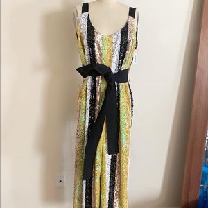 Staud striped sequin jumpsuit